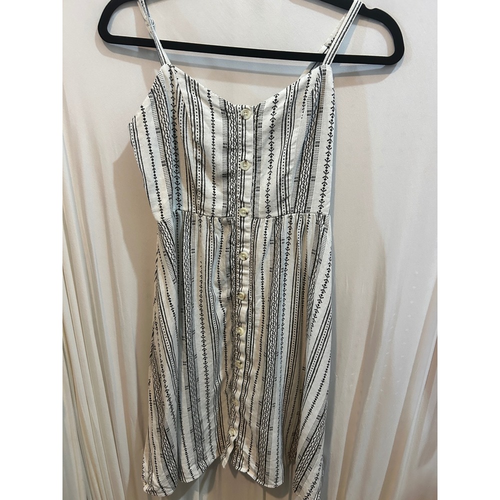 Old Navy Cami Dress‎ XS White Black Casual Sundress Button Front